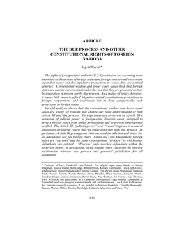 The Due Process and Other Constitutional Rights of Foreign Nations