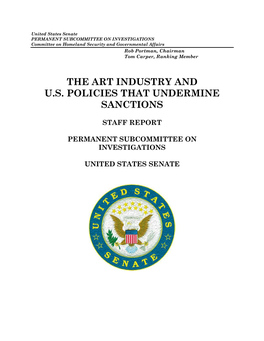 U.S. Senate Subcommittee Report-The Art Industry and U.S