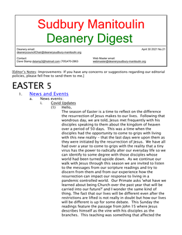 30 April 2021 Deanery Newsletter