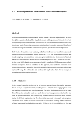 5.2 Modelling Water and Salt Movement on the Chowilla Floodplain