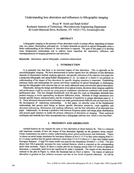 Understanding Lens Aberration and Influences to Lithographic Imaging