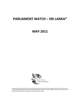 Parliament Watch – Sri Lanka* May 2011