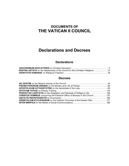 Vatican II Declarations and Decrees