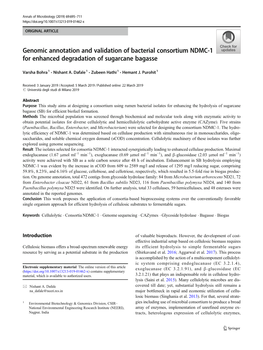 Genomic Annotation and Validation of Bacterial Consortium NDMC-1 for Enhanced Degradation of Sugarcane Bagasse