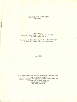 POLIOMYELITIS in TRINIDAD 1971-1972 Written By