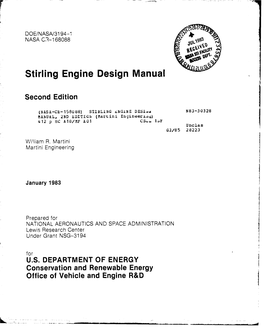 Stirling Engine Design Manual