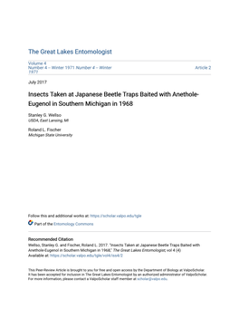 Insects Taken at Japanese Beetle Traps Baited with Anethole- Eugenol in Southern Michigan in 1968