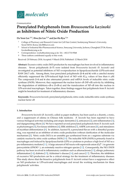 Prenylated Polyphenols from Broussonetia Kazinoki As Inhibitors of Nitric Oxide Production