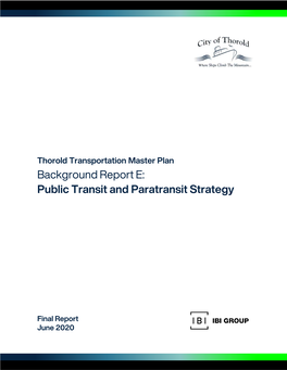 Er Plan Background Report E: Public Transit and Paratransit Strategy