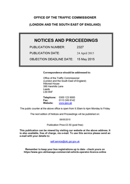 NOTICES and PROCEEDINGS 24 April 2015