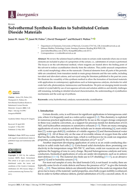 Solvothermal Synthesis Routes to Substituted Cerium Dioxide Materials