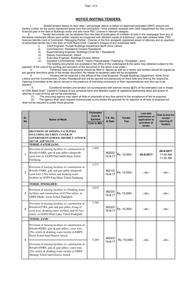 Notice Inviting Tenders