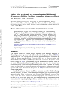 Hymenoptera: Figitidae: Eucoilinae) from an East African Coastal Forest M.L