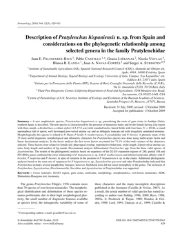 Description of Pratylenchus Hispaniensis N. Sp. from Spain And