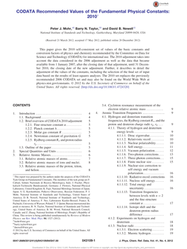 CODATA Recommended Values of the Fundamental Physical Constants: 2010