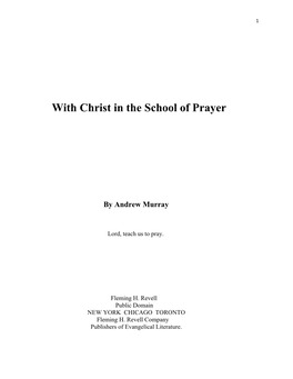 With Christ in the School of Prayer by Andrew Murray