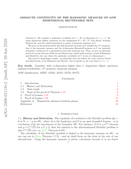 Arxiv:2006.03118V2 [Math.AP] 30 Jun 2020 Nfr Rectiﬁability, Uniform M Lsicto:4B7 12,3J5 57,28A75