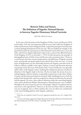 Between Tribes and Nation: the Definition of Yugoslav National Identity in Interwar Yugoslav Elementary School Curricula