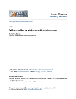 Evidence and Formal Models in the Linguistic Sciences