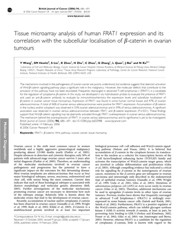 Tissue Microarray Analysis of Human FRAT1 Expression and Its Correlation with the Subcellular Localisation of B-Catenin in Ovarian Tumours