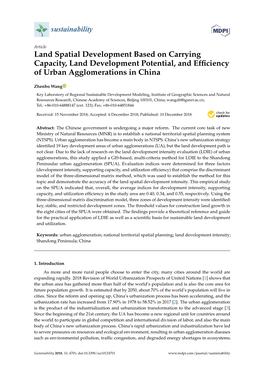 Land Spatial Development Based on Carrying Capacity, Land Development Potential, and Efﬁciency of Urban Agglomerations in China