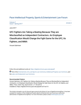 UFC Fighters Are Taking a Beating Because They Are Misclassified As Independent Contractors