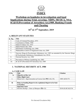 Workshop on Loopholes in Implications During Trial, Cover SC&ST(Prevention of Atrocities Rkshop on Loopholes in Investigatio
