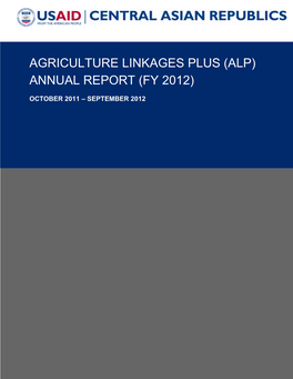 Agriculture Linkages Plus (Alp) Annual Report (Fy 2012)
