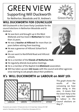 GREEN VIEW Supporting Will Duckworth for Netherton, Woodside and St