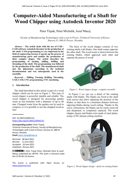 Computer-Aided Manufacturing of a Shaft for Wood Chipper Using Autodesk Inventor 2020