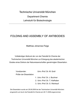 Folding and Assembly of Antibodies