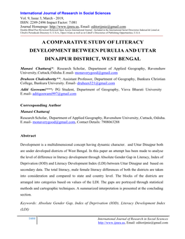 A Comparative Study of Literacy Development Between Purulia and Uttar Dinajpur District, West Bengal
