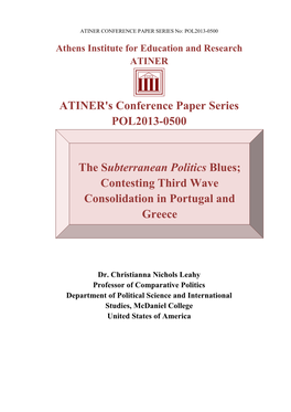 ATINER's Conference Paper Series POL2013-0500 the Subterranean