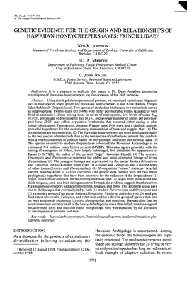 Genetic Evidence for the Origin and Relationships of Hawaiian Honeycreepers (Aves: Fringillidae)’