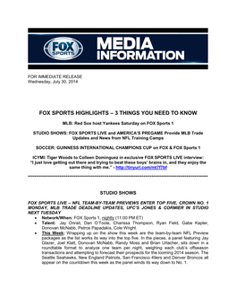 Fox Sports Highlights – 3 Things You Need to Know