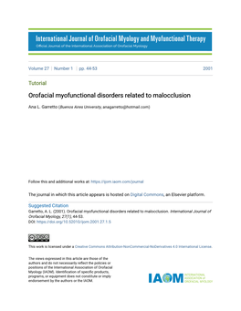 Orofacial Myofunctional Disorders Related to Malocclusion