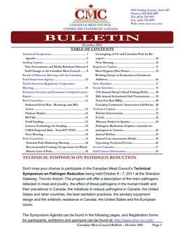 BULLETIN October 2011 TABLE of CONTENTS Technical Symposium