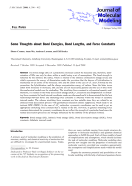 Some Thoughts About Bond Energies, Bond Lengths, and Force Constants