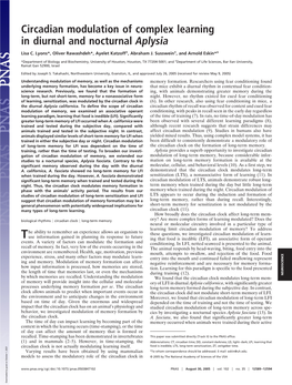 Circadian Modulation of Complex Learning in Diurnal and Nocturnal Aplysia