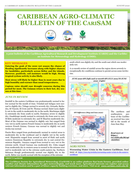 Caribbean Agro-Climatic Bulletin of the Carisam August 2020