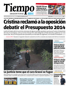 Cristina Reclamó a La Oposición Debatir El Presupuesto 2014