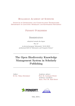 The Open Biodiversity Knowledge Management System in Scholarly Publishing