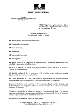 Libwrtf *Égalité *Pmtrrmilé Rêpubuqui Française PR É FE T DES DEUX-SÈVRES Préfecture Direction Du Développement Local E