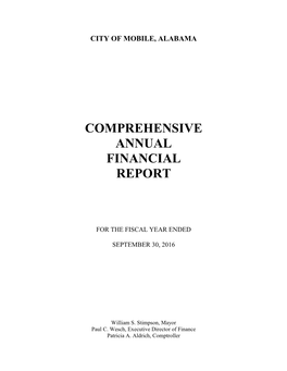 Comprehensive Annual Financial Report for Fiscal Year 2016