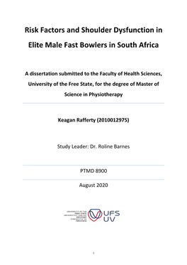 The Prevalence of Underlying Shoulder Problems Amongst Elite South African Fast Bowlers