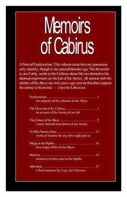 The Chronicle of Sir Cabirus