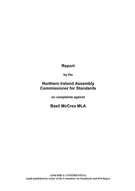 Report Northern Ireland Assembly Commissioner for Standards Basil