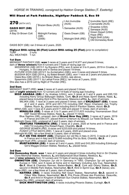 HORSE in TRAINING, Consigned by Habton Grange Stables (T