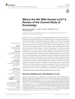 Where Are We with Human Lice? a Review of the Current State of Knowledge