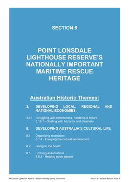 Point Lonsdale Lighthouse Reserve's Nationally Important Maritime Rescue Heritage